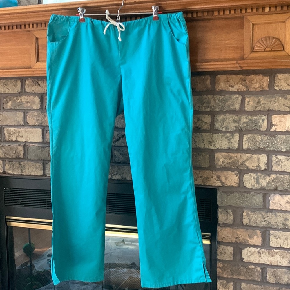 Unisex pull tie green/teal scrub pants by SCRUBEEZ made in USA size xl  nwt